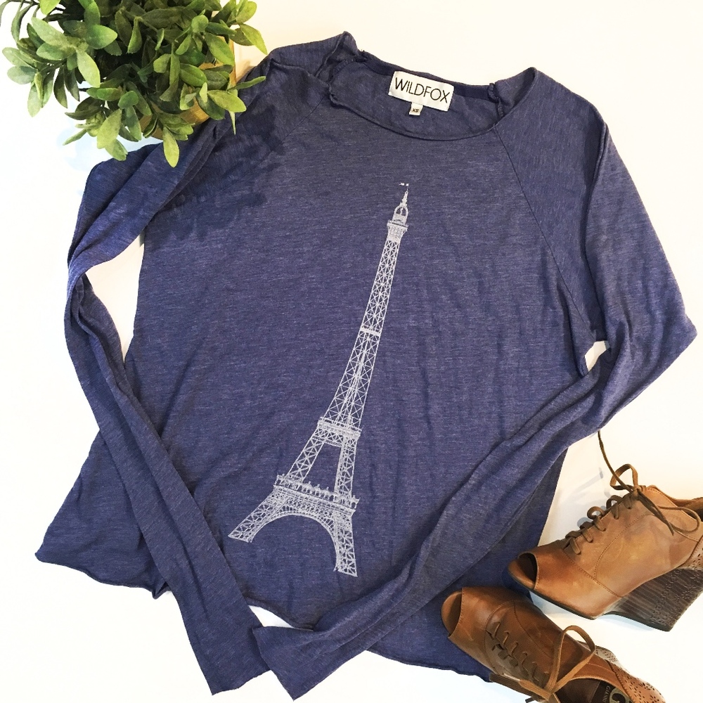Wildfox Eiffel Tower Print Pullover Size XS